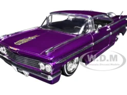 1959 Chevrolet Impala Lowrider Candy Purple with Wire Wheels "Street Low" Series 1/24 Diecast Model Car by Jada