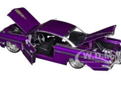 1959 Chevrolet Impala Lowrider Candy Purple with DUB Wire Wheels "Street Low" Series 1/24 Diecast Model Car by Jada