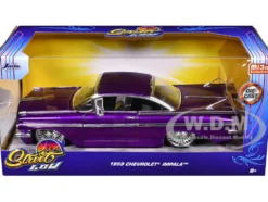 1959 Chevrolet Impala Lowrider Candy Purple with DUB Wire Wheels "Street Low" Series 1/24 Diecast Model Car by Jada