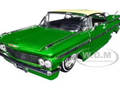 1959 Chevrolet Impala Lowrider Green Metallic with Cream Top and Wire Wheels 