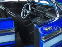 1964 Chevrolet Impala Lowrider Hard Top Candy Blue Metallic Cream Top Get Low Series 1/24 Diecast Model Car Motormax 79021