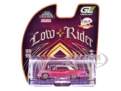 1963 Chevrolet Impala Lowrider "Michael Heralda Special Edition" Red Metallic with Cream Top and Interior with Gold Graphics "Hobby Exclusive" Series 1/64 Diecast Model Car by Greenlight