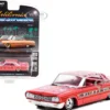1964 Chevrolet Impala Lowrider Pink Metallic Rose Graphics Pink Interior California Lowriders Release 1 1/64 Diecast Model Car Greenlight 63010 A