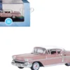 1958 Chevrolet Impala Sport Cay Coral Pink Metallic with White Top 1/87 HO Scale Diecast Model Car Oxford Diecast 87CIS58001