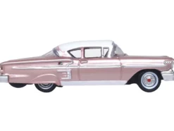 1958 Chevrolet Impala Sport Cay Coral Pink Metallic with White Top 1/87 HO Scale Diecast Model Car Oxford Diecast 87CIS58001