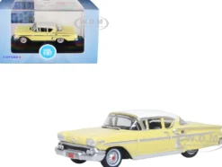 1958 Chevrolet Impala Sport Colonial Cream with Snowcrest White Top 1/87 HO Scale Diecast Model Car Oxford Diecast 87CIS58002
