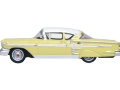 1958 Chevrolet Impala Sport Colonial Cream with Snowcrest White Top 1/87 HO Scale Diecast Model Car Oxford Diecast 87CIS58002