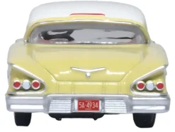 1958 Chevrolet Impala Sport Colonial Cream with Snowcrest White Top 1/87 HO Scale Diecast Model Car Oxford Diecast 87CIS58002