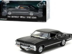 1967 Chevrolet Impala Sport Sedan Tuxedo Black 1/24 Diecast Model Car Greenlight 84035