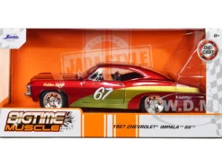 1967 Chevrolet Impala SS #67 Golden Ruby Red Gold Stripes Bigtime Muscle 1/24 Diecast Model Car Jada 30529