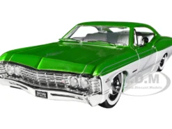 1967 Chevrolet Impala SS Green Metallic and White with White Interior Bigtime Muscle Series 1/24 Diecast Model Car Jada 35025
