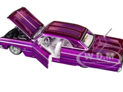 1964 Chevrolet Impala SS Lowrider Candy Purple with Graphics and White Interior "Lowriders" "Maisto Design" Series 1/26 Diecast Model Car by Maisto