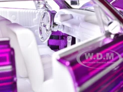 1964 Chevrolet Impala SS Lowrider Candy Purple with Graphics and White Interior "Lowriders" "Maisto Design" Series 1/26 Diecast Model Car by Maisto