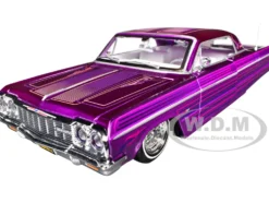 1964 Chevrolet Impala SS Lowrider Candy Purple with Graphics and White Interior 