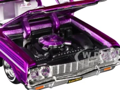 1964 Chevrolet Impala SS Lowrider Candy Purple with Graphics and White Interior 