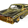 1964 Chevrolet Impala SS Lowrider Gray Metallic with Gold Graphics "Lowriders" "Maisto Design" Series 1/26 Diecast Model Car by Maisto
