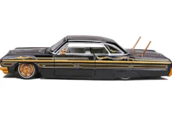 1964 Chevrolet Impala SS Lowrider Black Metallic with Gold Graphics and Gray Interior 