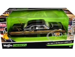 1964 Chevrolet Impala SS Lowrider Black Metallic with Gold Graphics and Gray Interior 