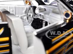 1964 Chevrolet Impala SS Lowrider Black Metallic with Gold Graphics and Gray Interior 