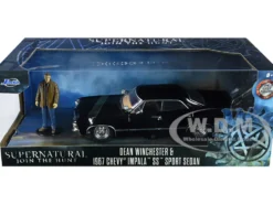 1967 Chevrolet Impala SS Sport Sedan Black Dean Winchester Diecast Figurine Supernatural 2005 2020 TV Series Hollywood Rides Series 1/24 Diecast Model Car Jada 32250