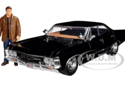 1967 Chevrolet Impala SS Sport Sedan Black Dean Winchester Diecast Figurine Supernatural 2005 2020 TV Series Hollywood Rides Series 1/24 Diecast Model Car Jada 32250