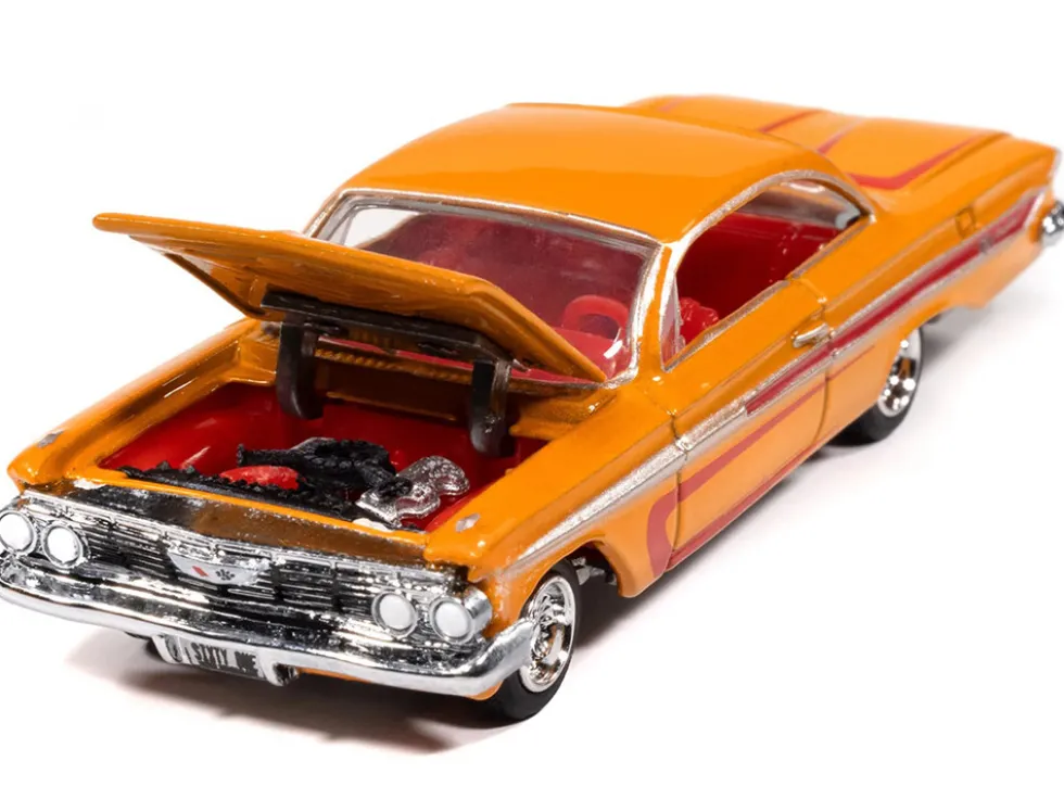1961 Chevrolet Impala SS 409 Yellow Metallic with Red Stripes and Interior "Scrapin" Series 1/64 Diecast Model Car by Johnny Lightning
