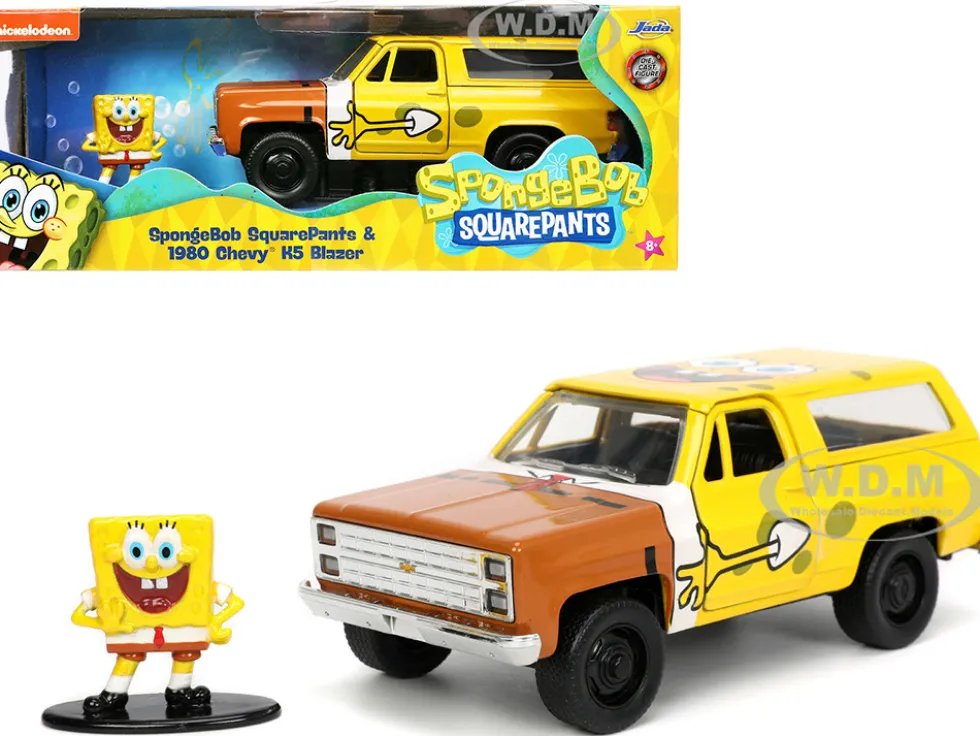 1980 Chevrolet K5 Blazer SpongeBob SquarePants Diecast Figurine Hollywood Rides Series 1/32 Diecast Model Car Jada 31798