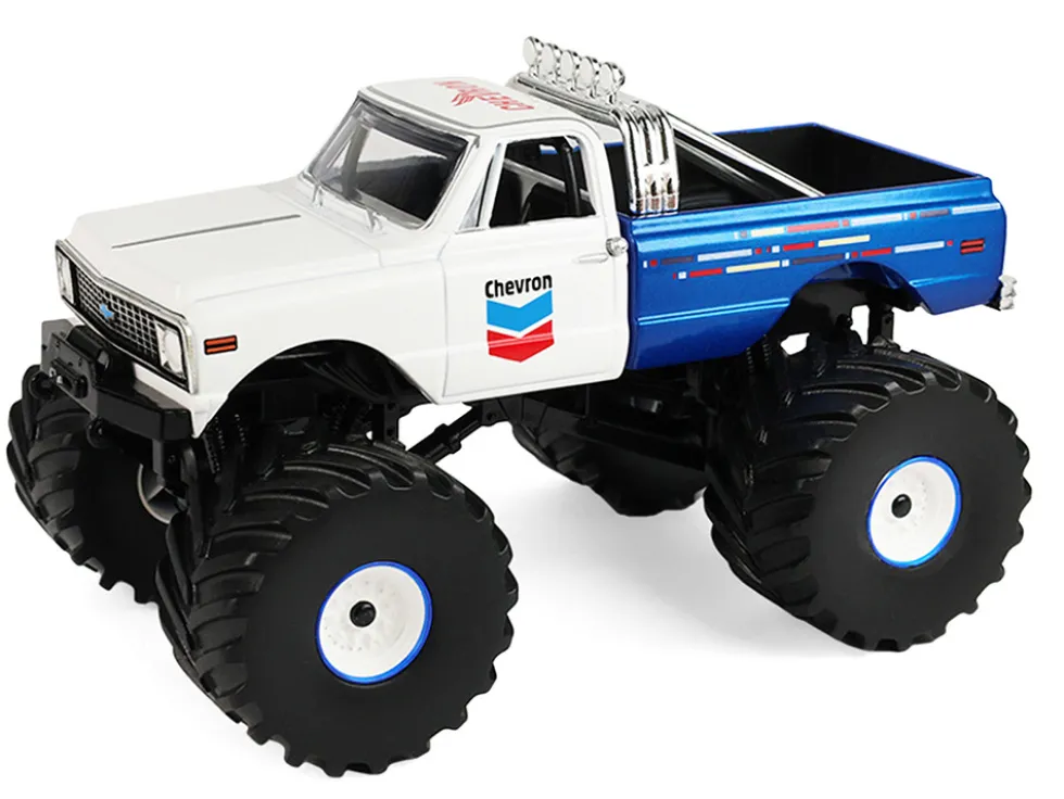 1972 Chevrolet K-10 Monster Truck "Chevron 150th Anniversary" White and Blue Metallic "Kings of Crunch" Series 1/43 Diecast Model Car by Greenlight