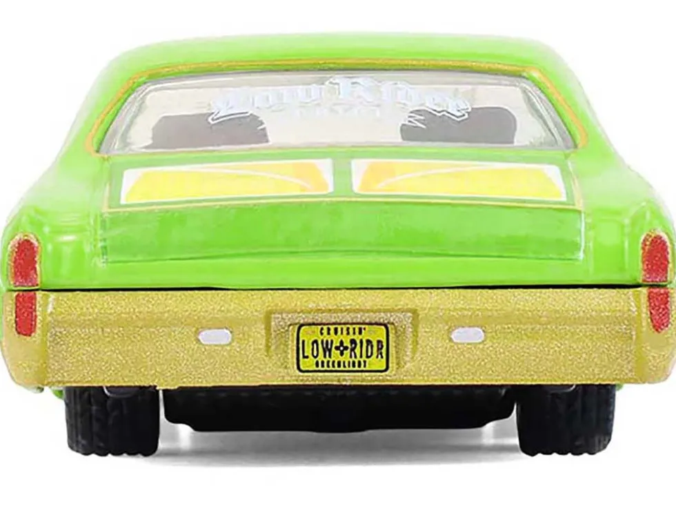 1970 Chevrolet Monte Carlo Lowrider "Michael Heralda Special Edition" Lime Green with Graphics "Hobby Exclusive" Series 1/64 Diecast Model Car by Greenlight