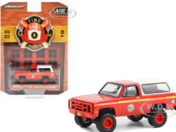 1984 Chevrolet M1009 Red with White Camper Shell Alaska State Fire Marshal Fire & Rescue Series 4 1/64 Diecast Model Car Greenlight 67050D