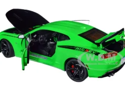 2017 Chevrolet Nickey Camaro SS 1LE Krypton Green with Matt Black Hood Black Stripes 1/18 Diecast Model Car Auto World AMM1276