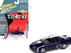 2002 Chevrolet Nickey Camaro ZL1 Navy Blue Metallic with White Stripes "Muscle Cars USA" Series 1/64 Diecast Model Car by Johnny Lightning