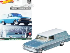 1964 Chevrolet Nova Panel Light Blue Metallic White Top Fast Wagons Series Diecast Model Car Hot Wheels GRJ66