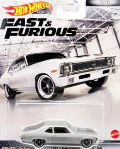 1970 Chevrolet Nova SS Silver Metallic Black Stripes Fast & Furious Series Diecast Model Car Hot Wheels HCP14