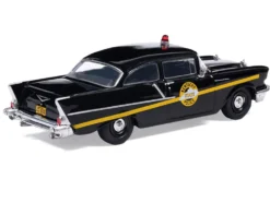 1957 Chevrolet One-Fifty Police Car "Kentucky State Police" Black with Yellow Stripes 1/64 Diecast Model Car by IXO Models