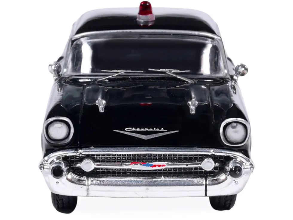 1957 Chevrolet One-Fifty Police Car "Kentucky State Police" Black with Yellow Stripes 1/64 Diecast Model Car by IXO Models