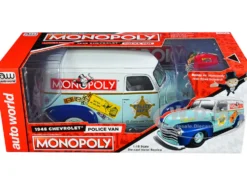 1948 Chevrolet Panel Police Van Mr. Monopoly Figurine Monopoly 1/18 Diecast Model Car Auto World AWSS129