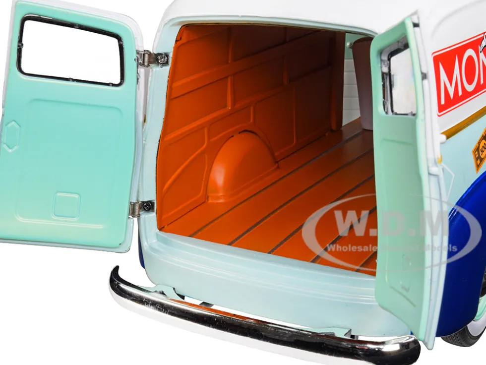1948 Chevrolet Panel Police Van Mr. Monopoly Figurine Monopoly 1/18 Diecast Model Car Auto World AWSS129