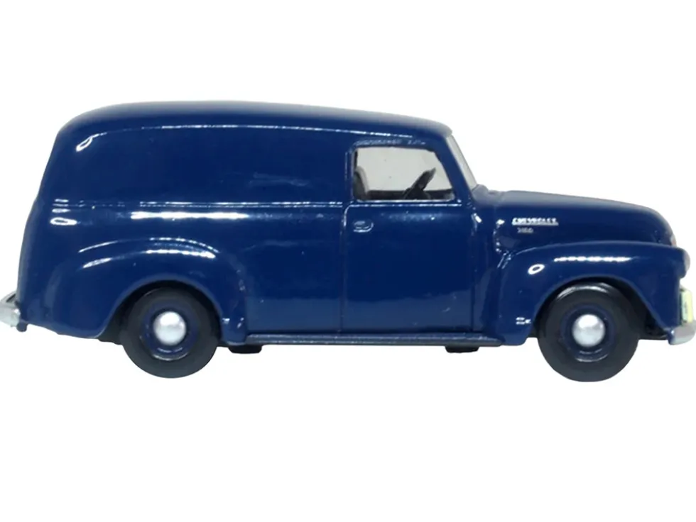 1950 Chevrolet Panel Van Mariner Blue 1/87 (HO) Scale Diecast Model Car by Oxford Diecast