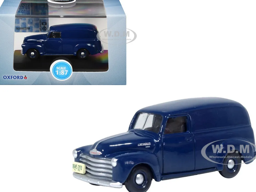 1950 Chevrolet Panel Van Mariner Blue 1/87 (HO) Scale Diecast Model Car by Oxford Diecast