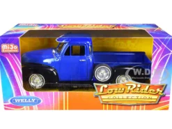 1953 Chevrolet 3100 Pickup Truck Blue Black Low Rider Collection 1/24 Diecast Model Car Welly 22087