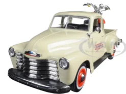1950 Chevrolet 3100 Pickup Truck Harley Davidson 1/25 With 2001 FLSTS Heritage Springer Motorcycle 1/24 Diecast Model Maisto 32194