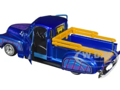 1950 Chevrolet 3100 Pickup Truck Lowrider Candy Blue with Graphics Lowriders Series 1/25 Diecast Model Car Maisto 32545BL