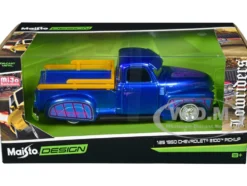 1950 Chevrolet 3100 Pickup Truck Lowrider Candy Blue with Graphics Lowriders Series 1/25 Diecast Model Car Maisto 32545BL