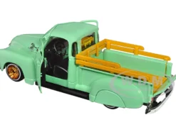 1950 Chevrolet 3100 Pickup Truck Lowrider Light Green with Gold Wheels Lowriders Series 1/24 Diecast Model Car Maisto 32545grn