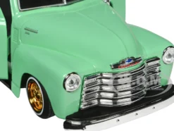 1950 Chevrolet 3100 Pickup Truck Lowrider Light Green with Gold Wheels Lowriders Series 1/24 Diecast Model Car Maisto 32545grn