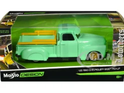 1950 Chevrolet 3100 Pickup Truck Lowrider Light Green with Gold Wheels Lowriders Series 1/24 Diecast Model Car Maisto 32545grn