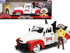1953 Chevrolet Pickup Truck White Red Charro Man Diecast Figurine Tapatio 1/24 Diecast Model Car Jada 31968