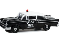 1957 Chevrolet 150 Sedan Chicago Police Department Black with White Top 1/18 Diecast Model Car Highway 61 HWY-18042