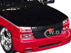 2006 Chevrolet Silverado Custom Pickup Truck Red Metallic and Black with Silver Stripes 